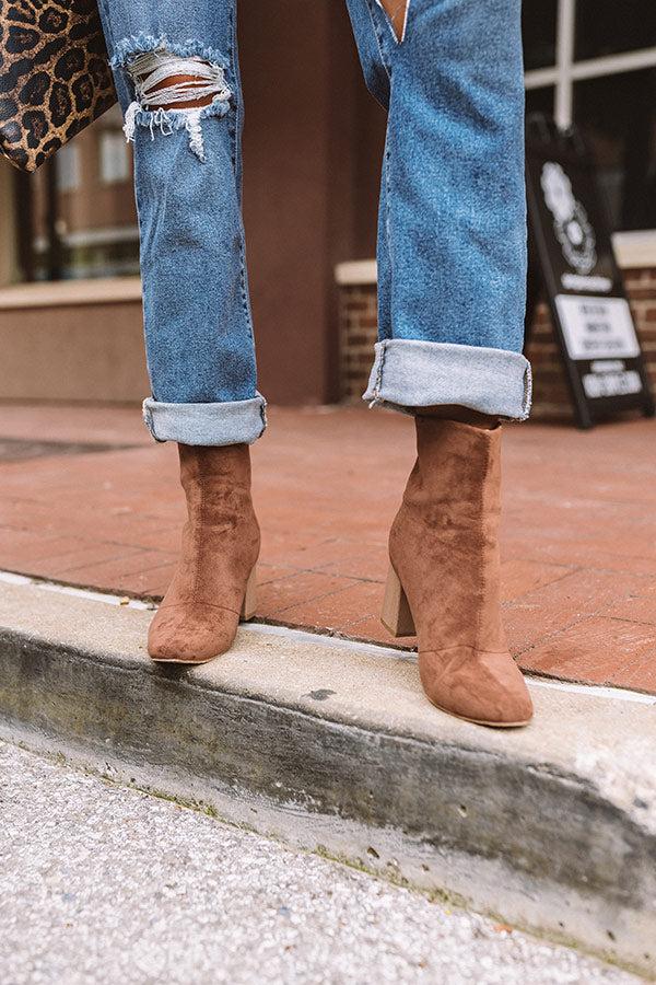 Impressions The Winette Faux Suede Ankle Boot In Chocolate