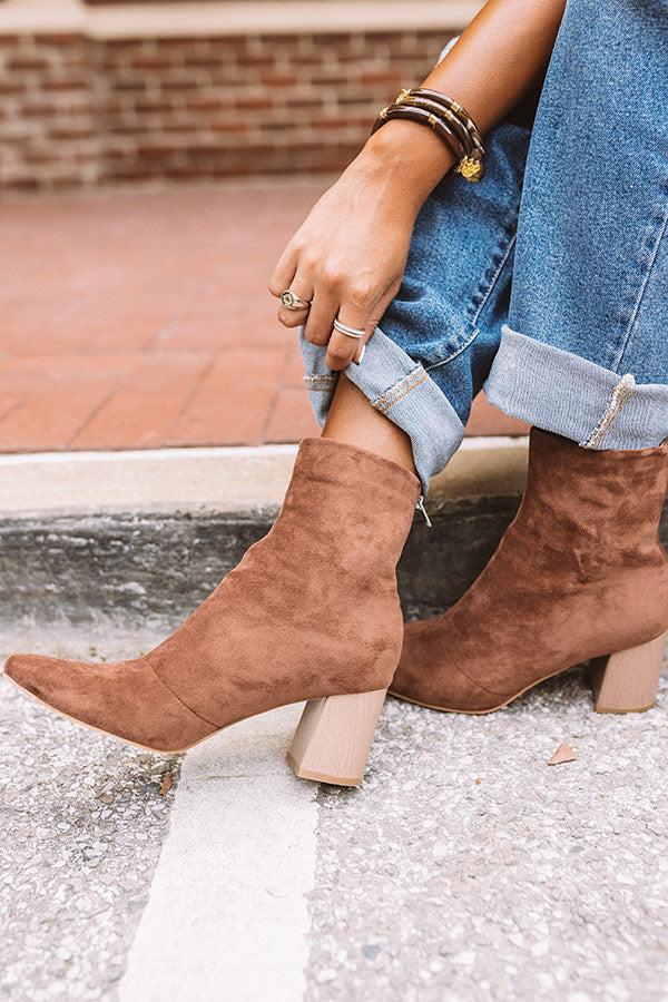 Impressions The Winette Faux Suede Ankle Boot In Chocolate