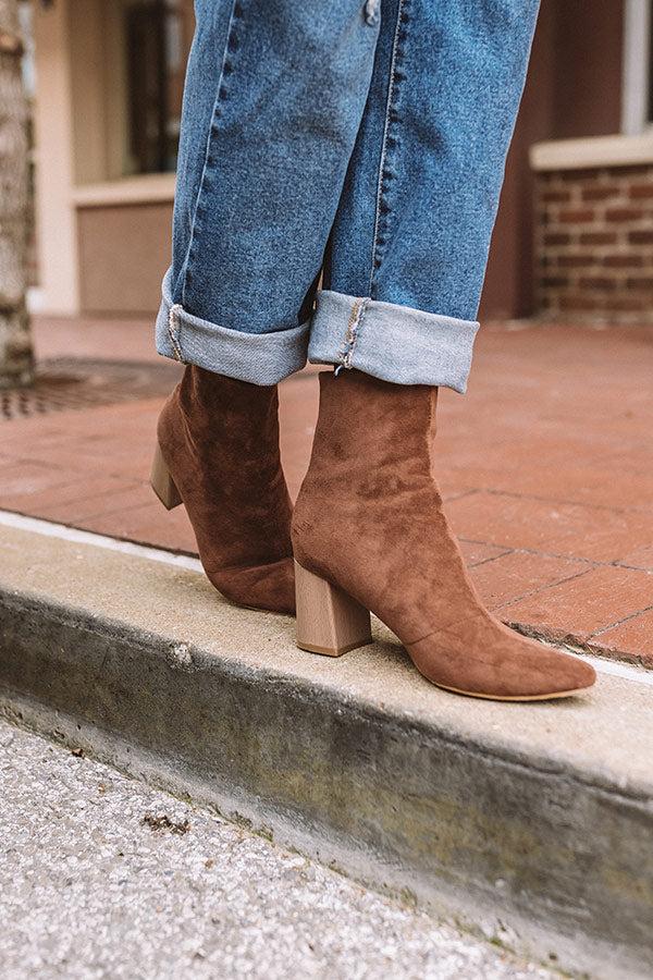 Impressions The Winette Faux Suede Ankle Boot In Chocolate