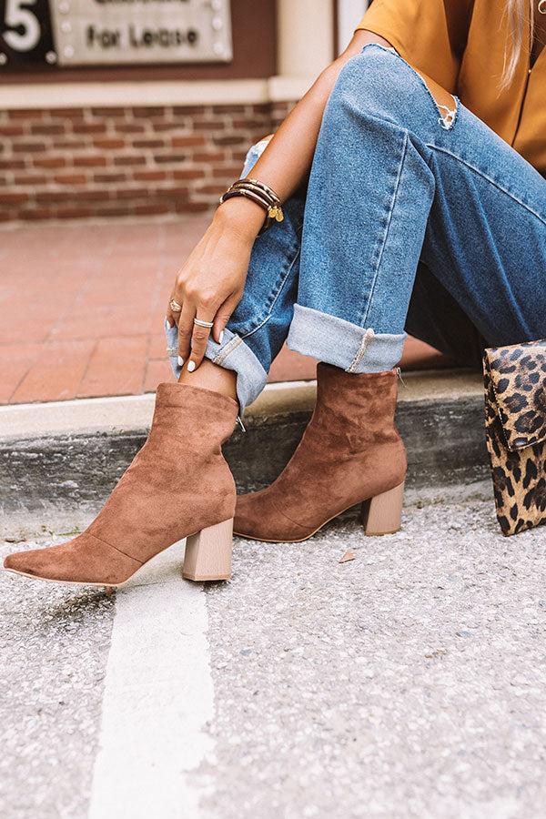 Impressions The Winette Faux Suede Ankle Boot In Chocolate
