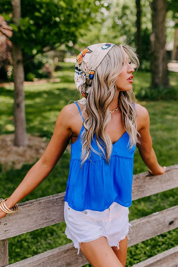 Impressions Thrill Me Satin Babydoll Tank In Ocean Blue