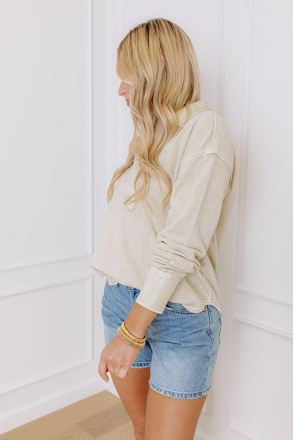 Impressions Timeless Classic Mineral Wash Tee In Light Beige