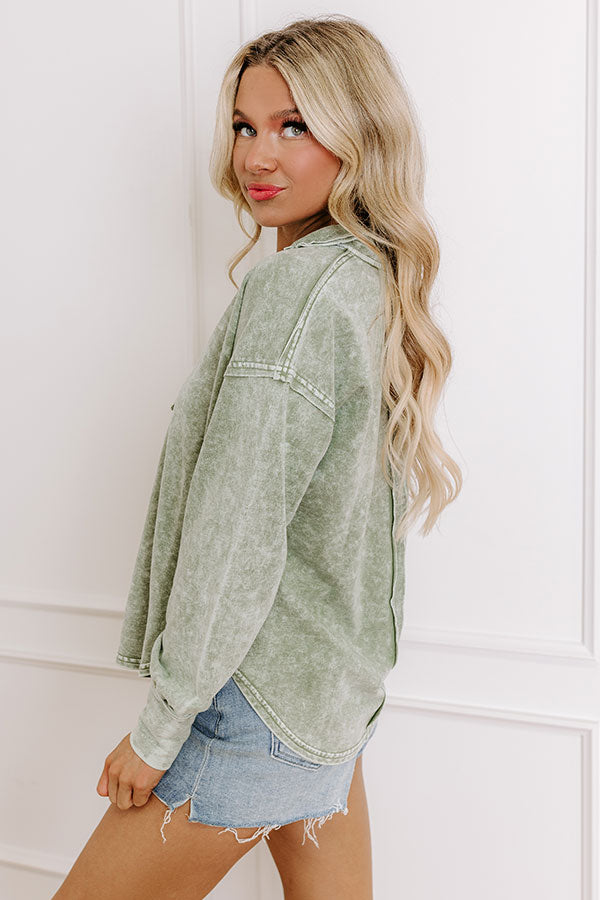 Impressions Timeless Classic Mineral Wash Tee In Sage