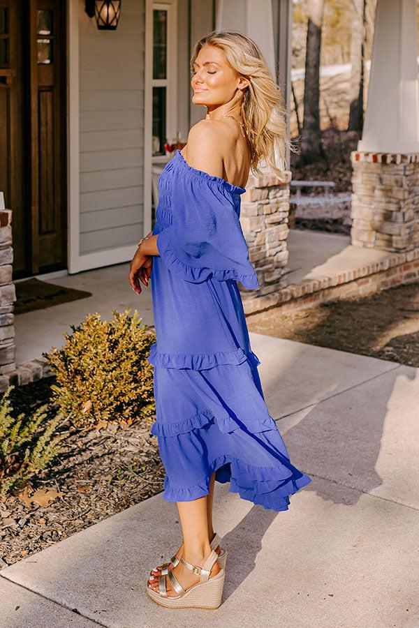 Impressions Toes In The Sand Smocked Midi In Royal Blue