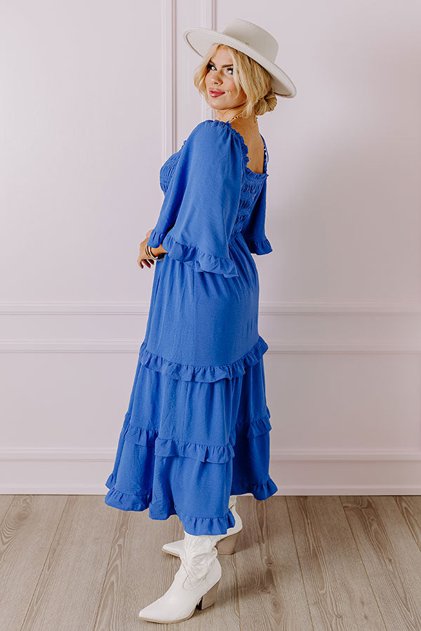 Impressions Toes In The Sand Smocked Midi In Royal Blue Curves