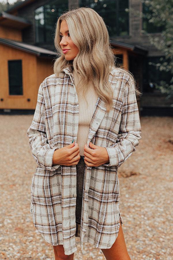 Impressions Touch Of Fall Plaid Tunic Dress In Cream