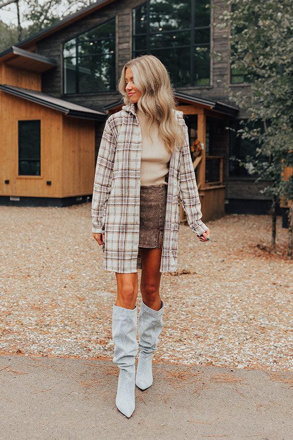 Impressions Touch Of Fall Plaid Tunic Dress In Cream
