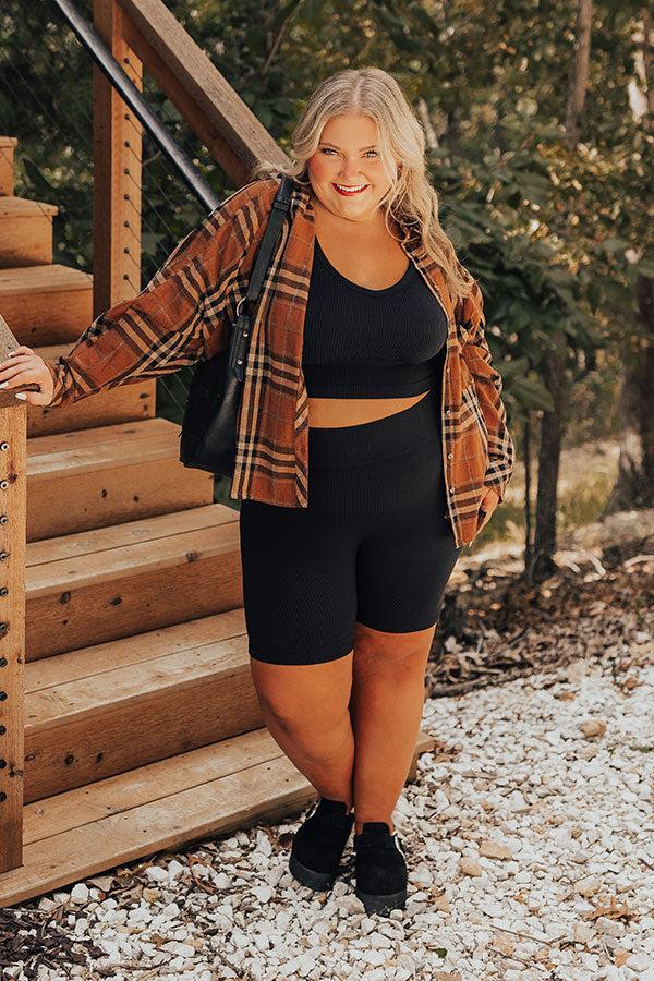 Impressions Trailside Cutie High Waist Ribbed Biker Shorts Curves