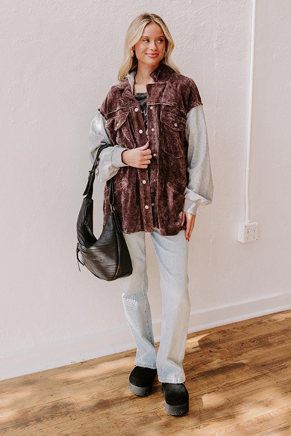 Impressions Trailside Talks Chenille Sweater In Dark Purple