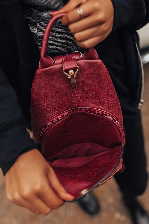 Impressions Travel Buddy Faux Leather Backpack In Wine