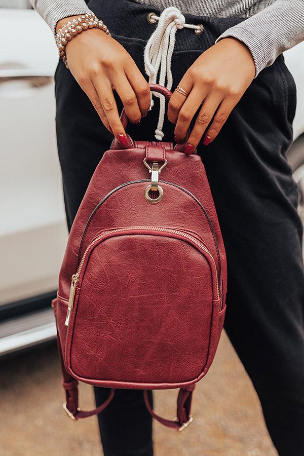 Impressions Travel Buddy Faux Leather Backpack In Wine