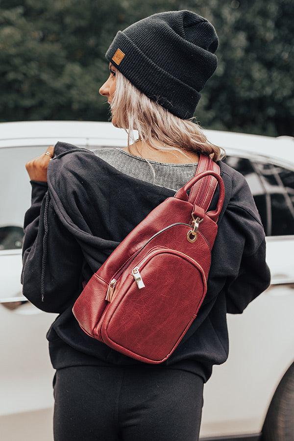 Impressions Travel Buddy Faux Leather Backpack In Wine