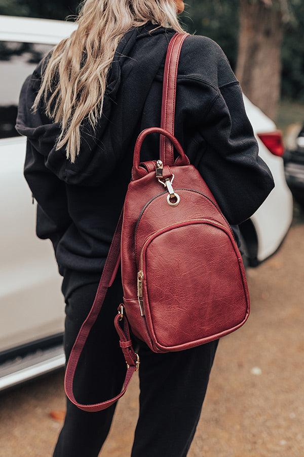 Impressions Travel Buddy Faux Leather Backpack In Wine