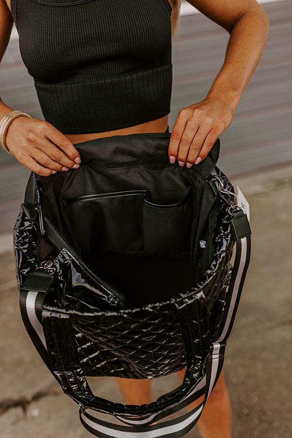 Impressions Trendy Go To Patent Puffer Tote In Black