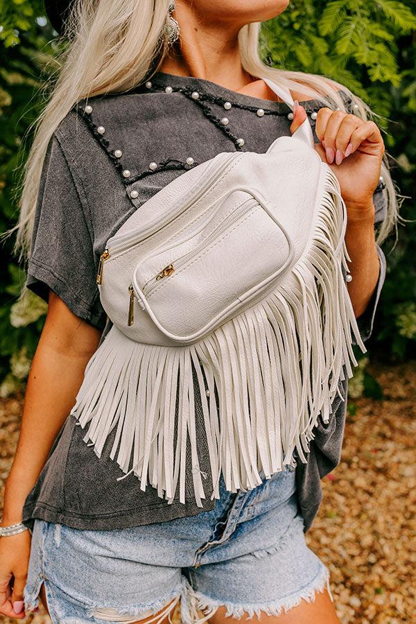 Impressions Trip Of My Life Fringe Fanny Pack In Ivory