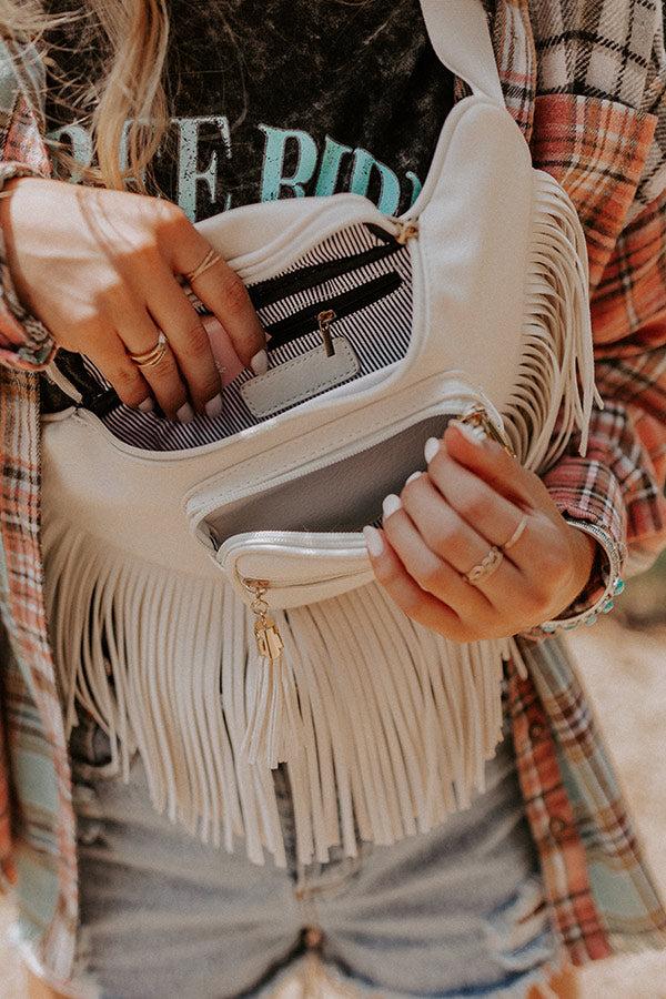 Impressions Trip Of My Life Fringe Fanny Pack In Ivory