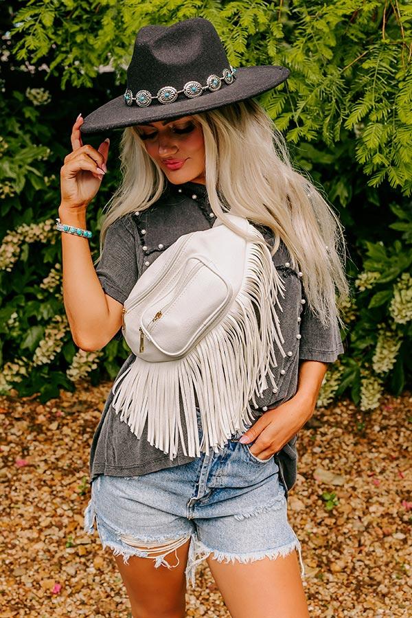 Impressions Trip Of My Life Fringe Fanny Pack In Ivory