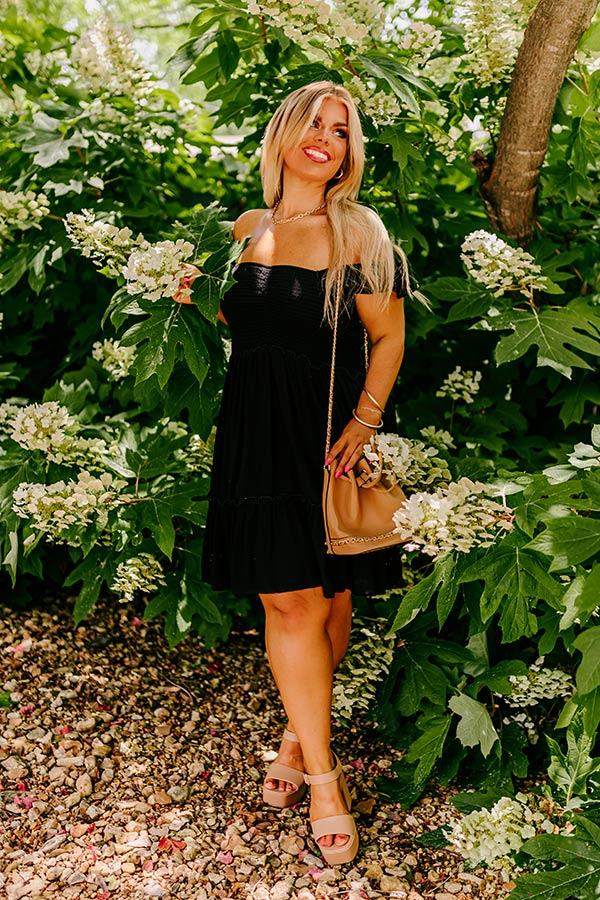 Impressions Trip To Barcelona Smocked Mini Dress In Black Curves