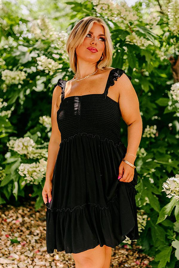 Impressions Trip To Barcelona Smocked Mini Dress In Black Curves