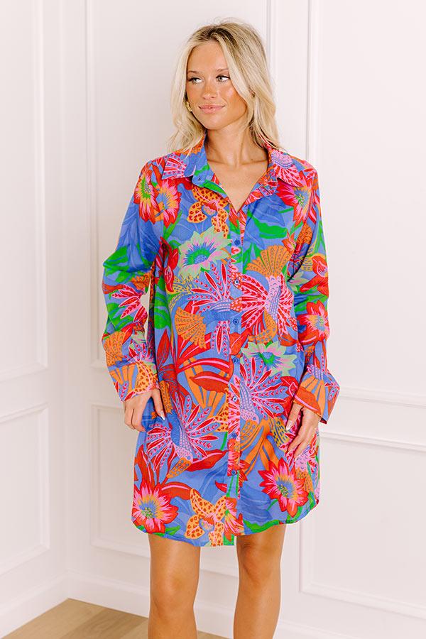 Impressions Tropic Allure Floral Button Down Mini Dress