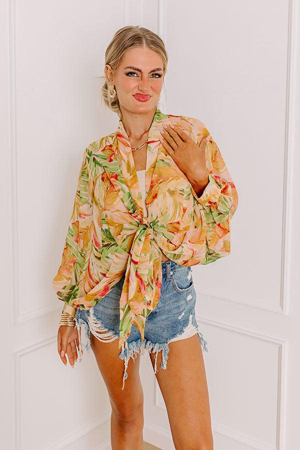 Impressions Tropical Bungalow Chiffon Front Tie Overlay
