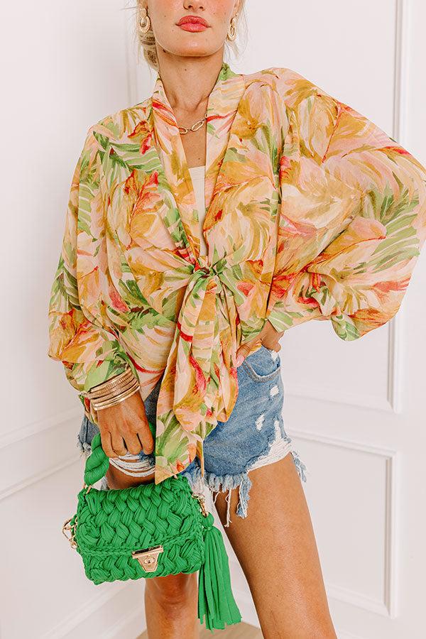 Impressions Tropical Bungalow Chiffon Front Tie Overlay