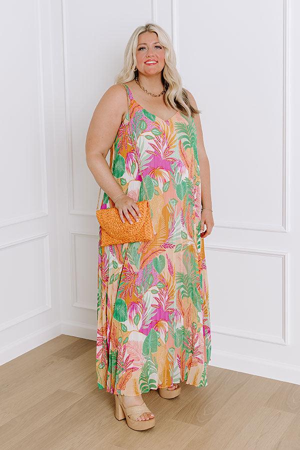 Impressions Tropical Cabana Chiffon Maxi Dress Curves