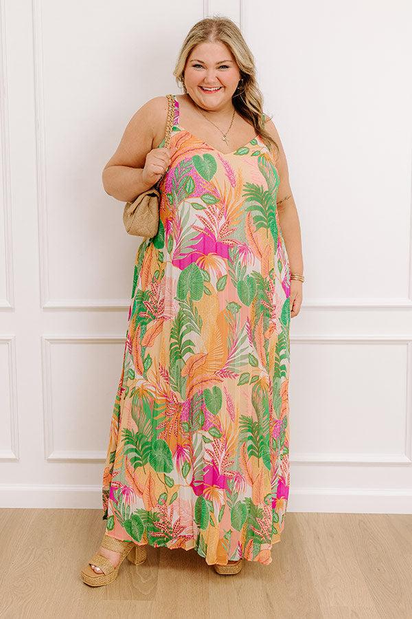 Impressions Tropical Cabana Chiffon Maxi Dress Curves