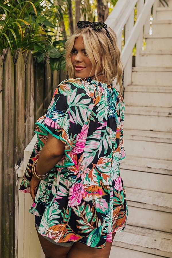 Impressions Tropical Treasures Shift Top In Black Curves