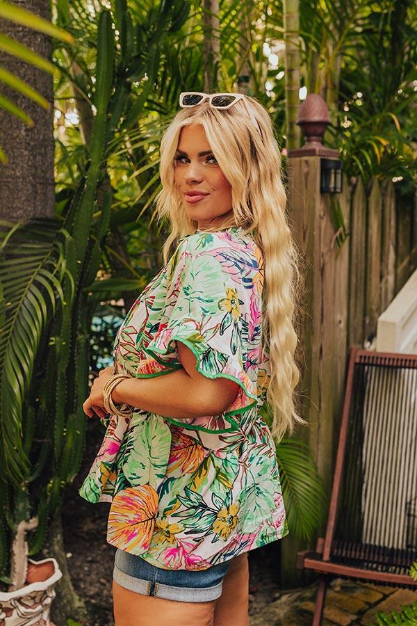 Impressions Tropical Treasures Shift Top In Ivory Curves