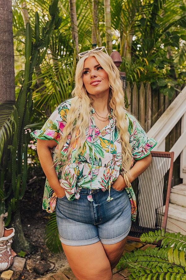 Impressions Tropical Treasures Shift Top In Ivory Curves