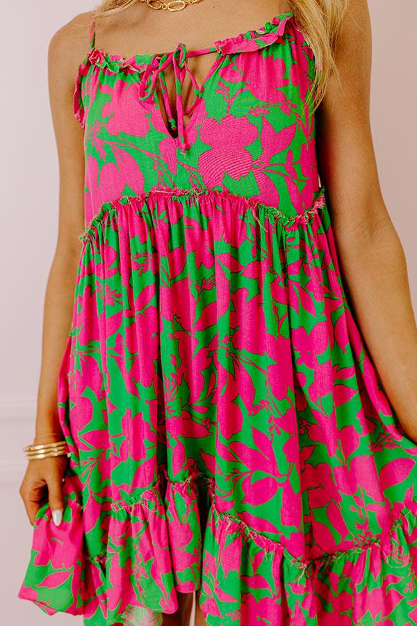 Impressions Tropicana Trendsetters Babydoll Mini Dress In Hot Pink