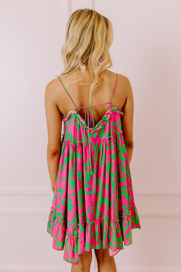 Impressions Tropicana Trendsetters Babydoll Mini Dress In Hot Pink