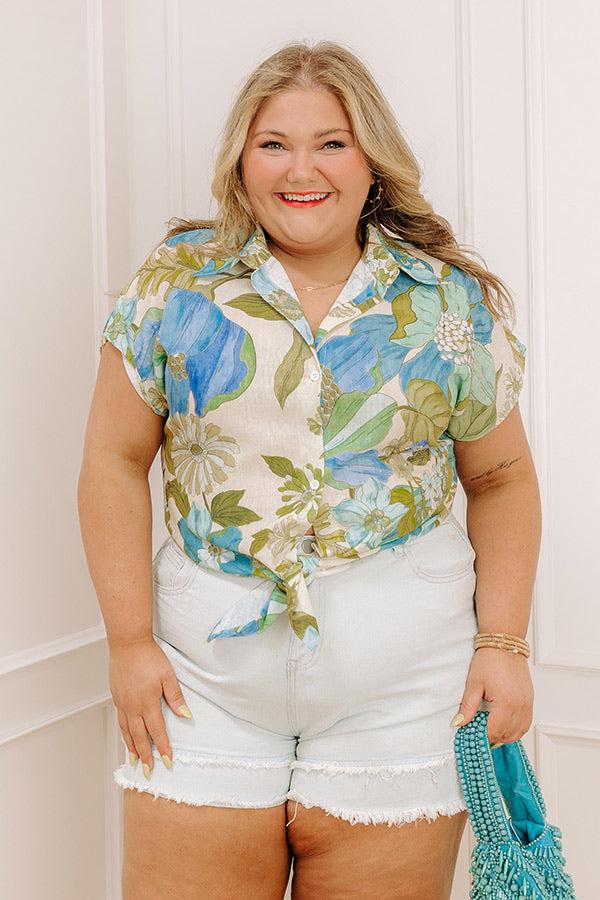 Impressions Tropicana Trendsetters Floral Button Up Curves