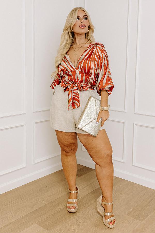 Impressions Truly Beautiful Satin Top In Dark Tangerine Curves