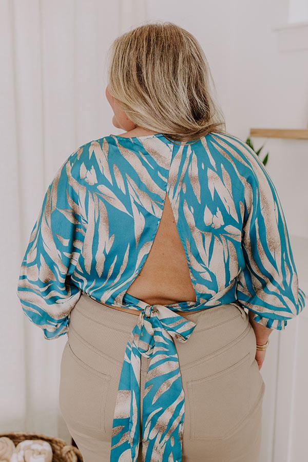 Impressions Truly Beautiful Satin Top In Turquoise Curves