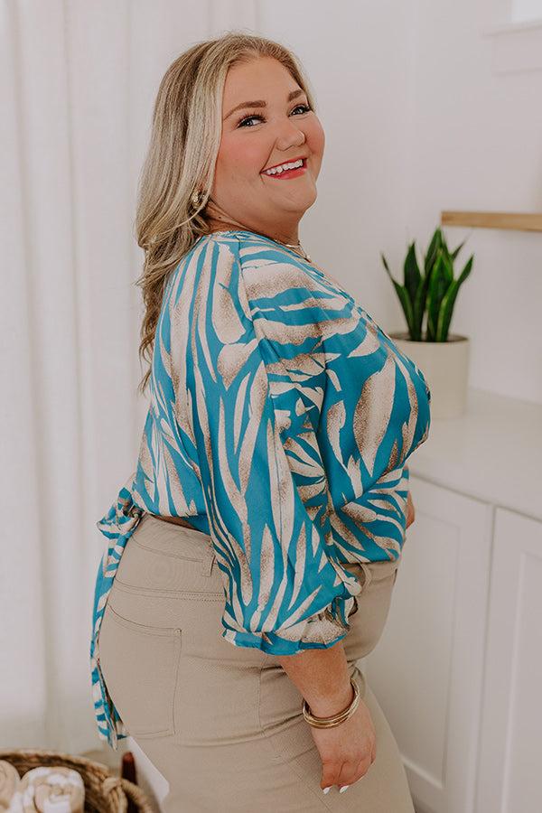 Impressions Truly Beautiful Satin Top In Turquoise Curves