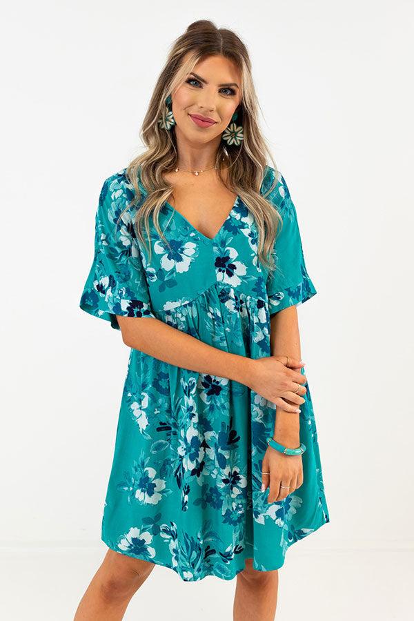 Impressions Try To Resist Babydoll Dress In Turquoise