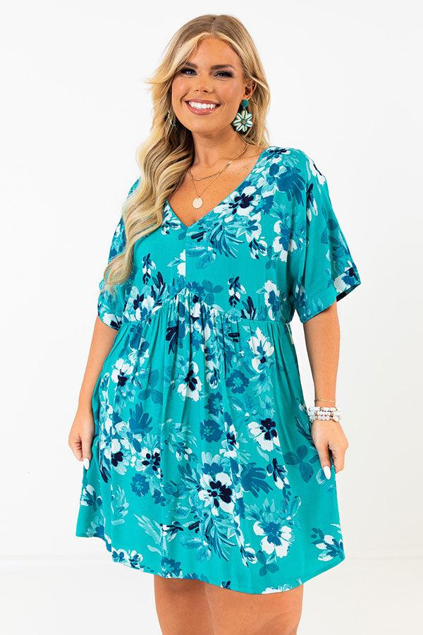 Impressions Try To Resist Babydoll Dress In Turquoise Curves
