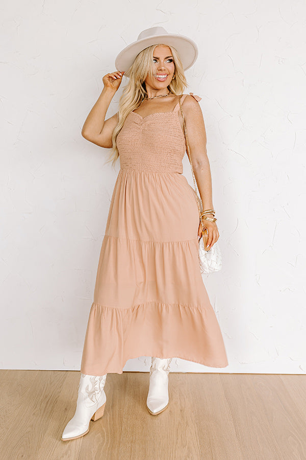 Impressions Tucson Stroll Smocked Midi In Iced Mocha Curves
