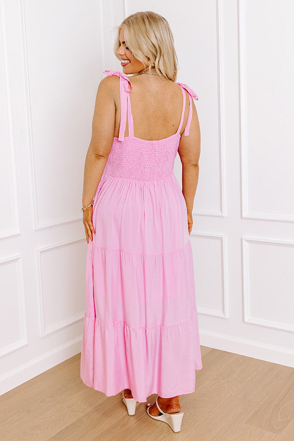 Impressions Tucson Stroll Smocked Midi In Pink Curves