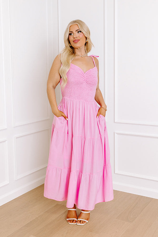 Impressions Tucson Stroll Smocked Midi in Pink Curves