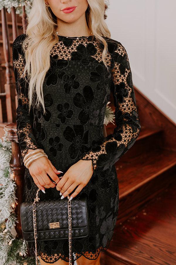 Impressions Twilight Moment Velvet Crochet Mini Dress