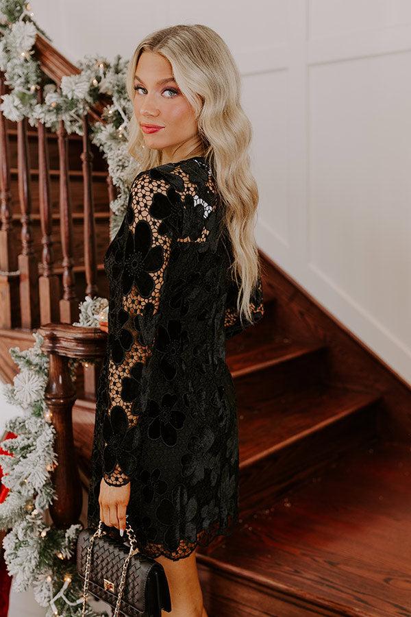 Impressions Twilight Moment Velvet Crochet Mini Dress