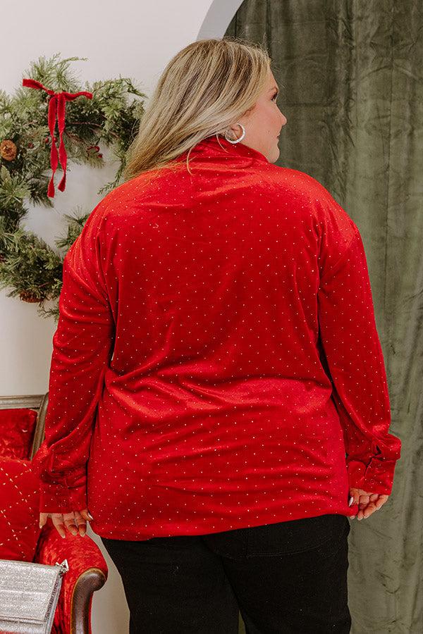 Impressions Twinkling Lights Velvet Button Up Curves