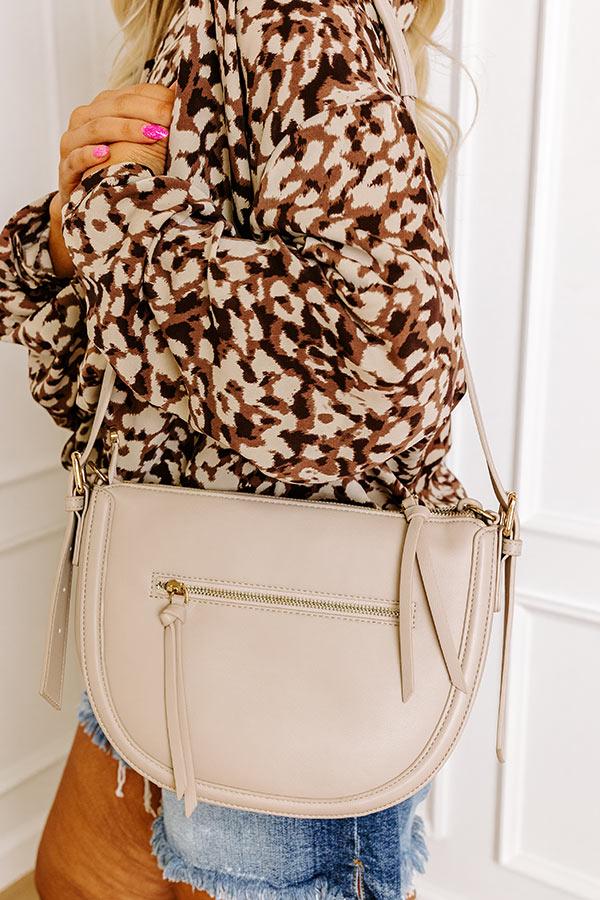 Impressions Uptown Allure Faux Leather Crossbody In Oatmeal