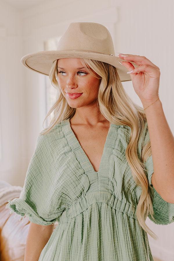 Impressions Uptown Charm Faux Suede Fedora In Beige