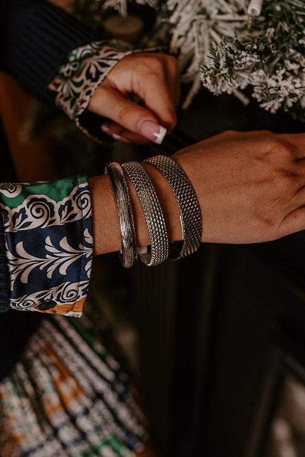 Impressions Uptown Chic Bangle Bracelet Set In Silver