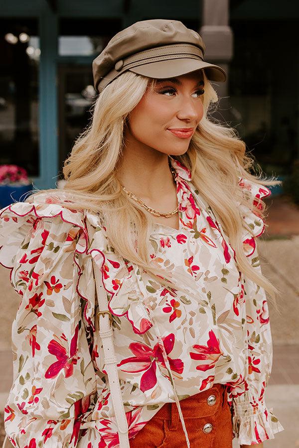 Impressions Uptown Chic Faux Leather Cabbie Hat in Martini Olive