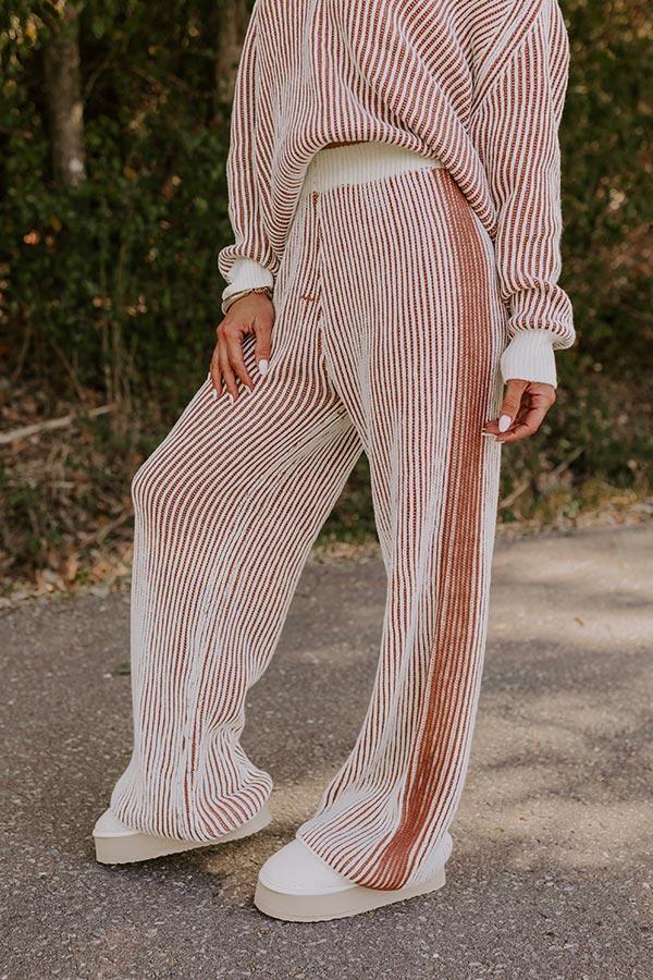 Impressions Uptown Chic High Waist Ribbed Pants In Ivory
